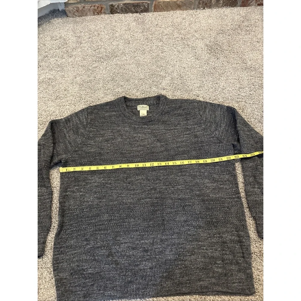 L.L. Bean Crew Neck Jumper Men's Large Gray Grey Mix 100% Cotton Knit 500236